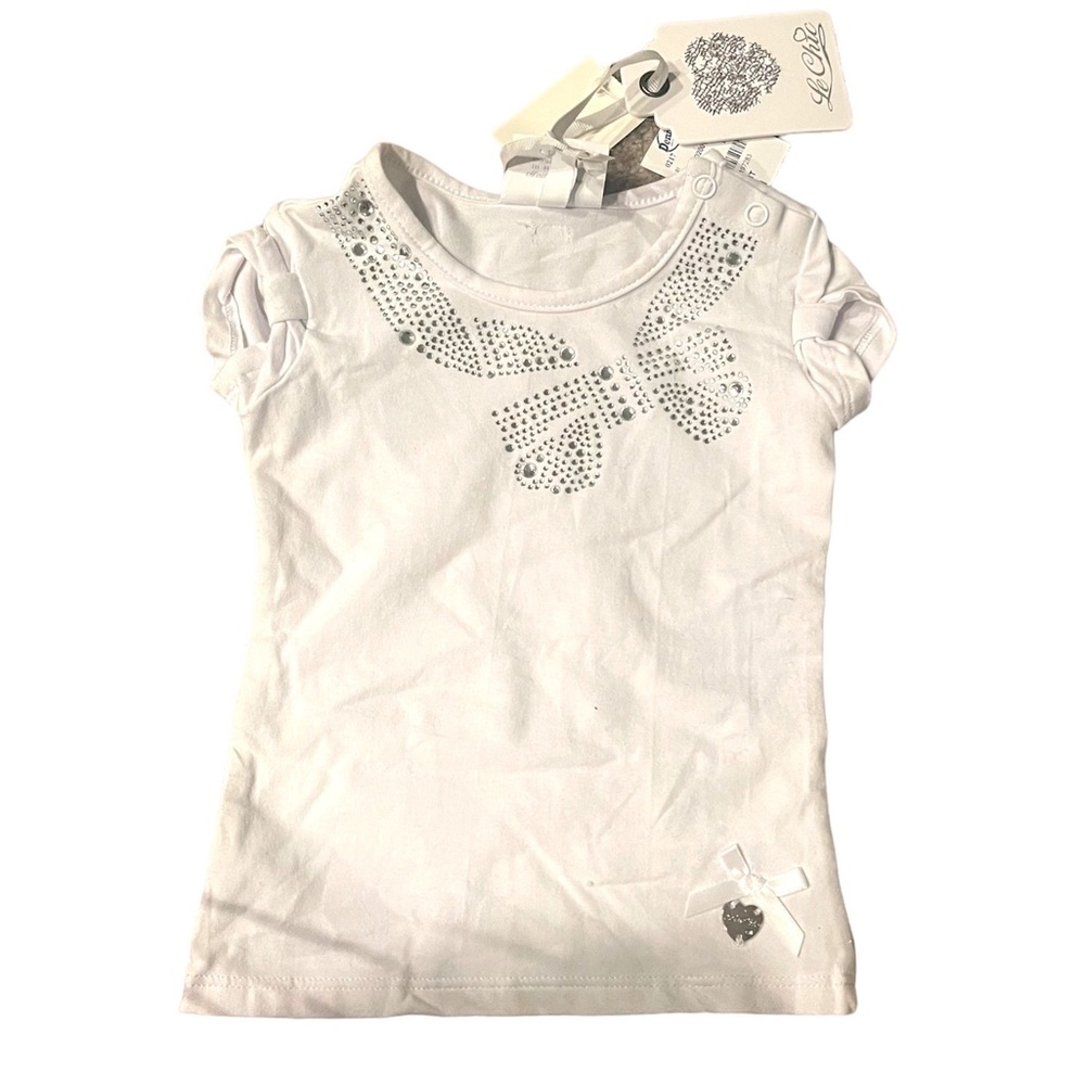 LE CHIC baby girl rhinestone bow tee